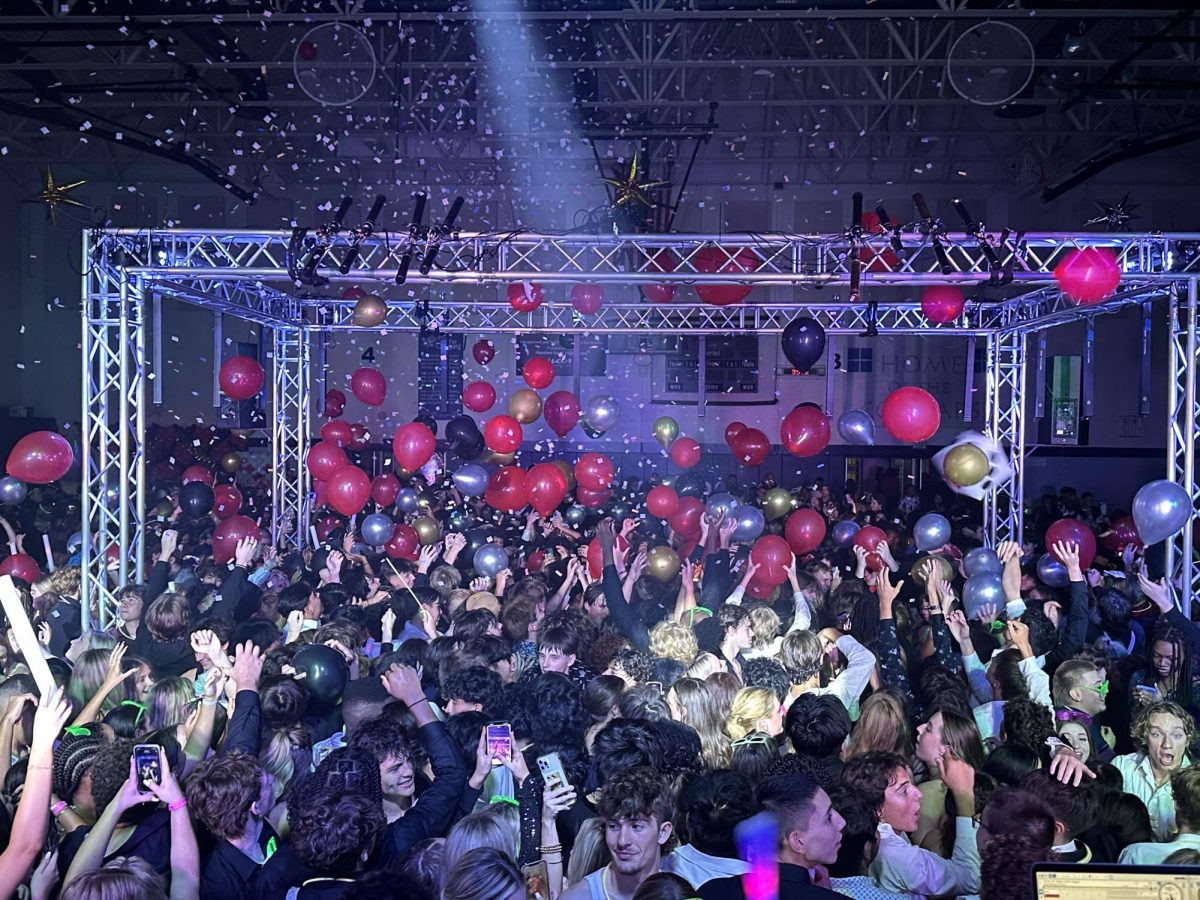 Students+enjoy+a+balloon+drop+prepared+by+Student+Council%2C++which+also+included+fake+money+to+fit+with+this+years+theme%2C+Cougar+Casino.+Homecoming+included+dancing+in+the+gym%2C+a+360+photo+booth%2C+and+multiple+photo+ops+to+capture+the+night.